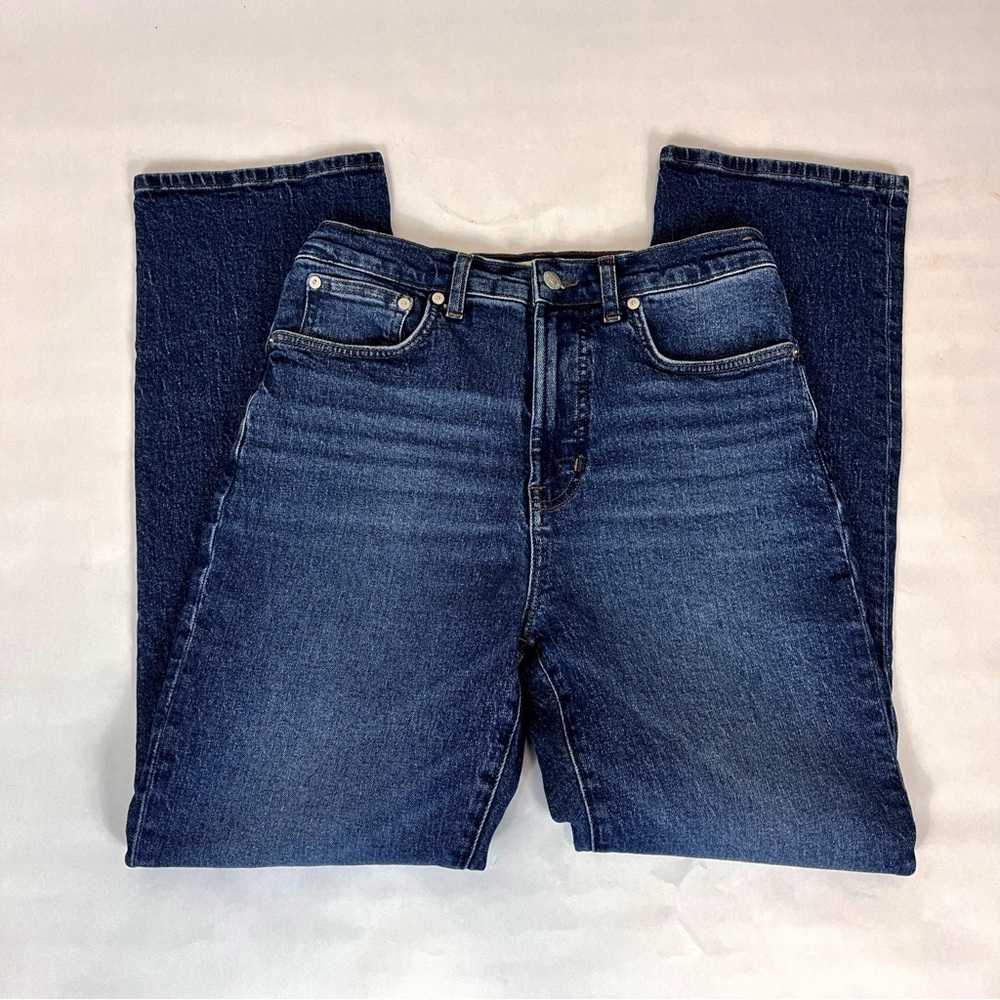 Madewell High-Rise Straight Leg Jeans in Dark Blue Wash